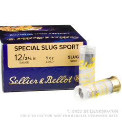 25 Rounds of 12ga Ammo by Sellier & Bellot - 1 ounce Rifled Slug