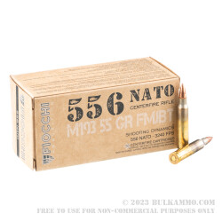 50 Rounds of 5.56x45 Ammo by Fiocchi - 55gr FMJBT M193