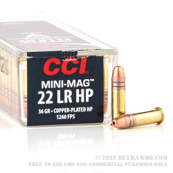 100 Rounds of .22 LR Ammo by CCI Mini-Mag - 36gr CPHP