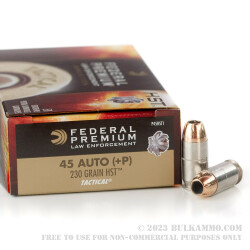 1000 Rounds of .45 ACP +P HST Ammo by Federal LE - 230gr JHP