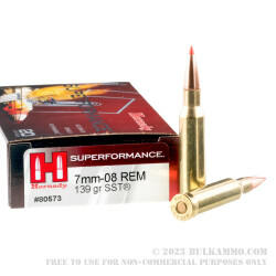 20 Rounds of 7mm-08 Ammo by Hornady - 139gr SST