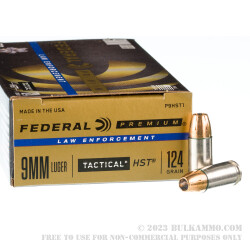 50 Rounds of 9mm Ammo by Federal - 124gr JHP HST LE