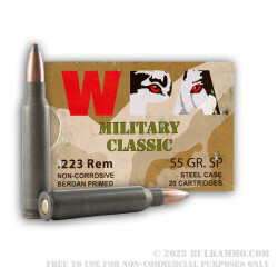 20 Rounds of .223 Ammo by Wolf WPA - 55gr SP