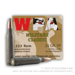 20 Rounds of .223 Ammo by Wolf WPA - 55gr SP