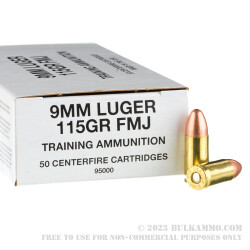 1000 Rounds of 9mm Ammo by Blazer Brass Training - 115gr FMJ