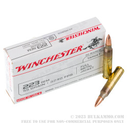 20 Rounds of .223 Ammo by Winchester USA - 55gr FMJ