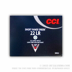 50 Rounds of .22 LR Ammo by CCI Short Range Green - 26gr HP Lead Free
