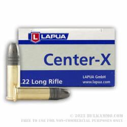 50 Rounds of .22 LR Ammo by Lapua - 40gr LRN Center-X