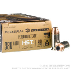 200 Rounds of .380 ACP Ammo by Federal Personal Defense Micro - 99gr HST