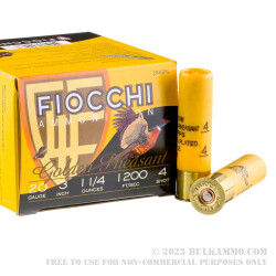 25 Rounds of 20ga Ammo by Fiocchi - 1 1/4 ounce #4 shot