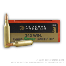 20 Rounds of .243 Win Ammo by Federal Sierra GameKing - 85gr HPBT