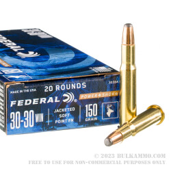 200 Rounds of 30-30 Win Ammo by Federal - 150gr SP