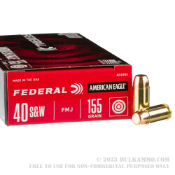 1000 Rounds of .40 S&W Ammo by Federal - 155gr FMJ