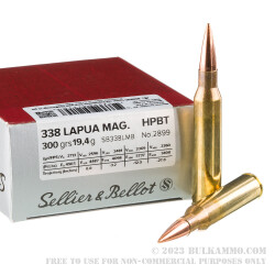 10 Rounds of .338 Lapua Ammo by Sellier & Bellot - 300 gr HPBT