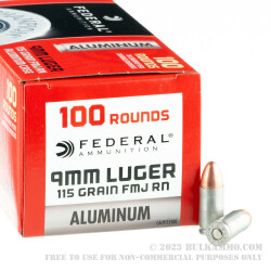 100 Rounds of 9mm Ammo by Federal Champion Aluminum - 115gr FMJ