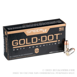 50 Rounds of .45 ACP Ammo by Speer Gold Dot - 230gr JHP - Dropped