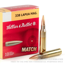 10 Rounds of .338 Lapua Ammo by Sellier & Bellot - 250gr HPBT