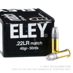 50 Rounds of .22 LR Ammo by Eley Match - 40gr LRN