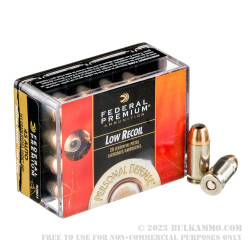20 Rounds of .45 ACP Ammo by Federal - 165gr Hydra-Shok JHP - Low Recoil