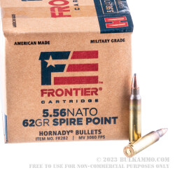 600 Rounds of 5.56x45 Ammo by Hornady Frontier - 62gr SP