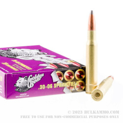 20 Rounds of 30-06 Springfield Ammo by Golden Bear - 168gr SP