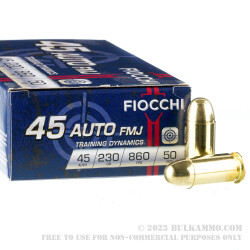 50 Rounds of .45 ACP Ammo by Fiocchi - 230gr FMJ