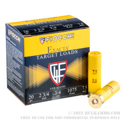 25 Rounds of 20ga Ammo by Fiocchi - 3/4 ounce #7 1/2 shot