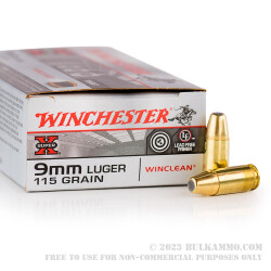 50 Rounds of 9mm Ammo by Winchester - 115gr BEB