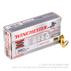 50 Rounds of .380 ACP Ammo by Winchester WinClean - 95gr BEB