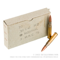 200 Rounds of 30-06 Springfield Ammo by Turkish Military Surplus - 150gr FMJ