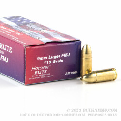 1000 Rounds of 9mm Ammo by Hotshot - 115gr FMJ