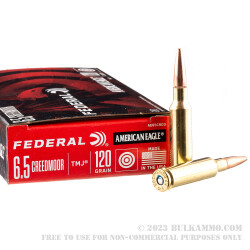 200 Rounds of 6.5 Creedmoor Ammo by Federal American Eagle - 120gr TMJ