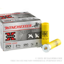 25 Rounds of 20ga Ammo by Winchester - 7/8 ounce #8 shot