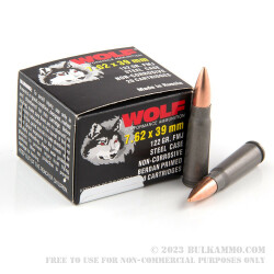 1000 Rounds of 7.62x39mm Ammo by Wolf - 122gr FMJ