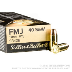 1000 Rounds of .40 S&W Ammo by Sellier & Bellot - 180gr FMJ