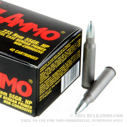 40 Rounds of .223 Rem Ammo by Tula - 55gr HP