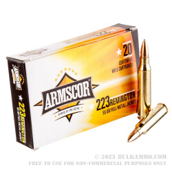 1000 Rounds of .223 Ammo by Armscor - 55gr FMJ