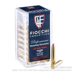 50 Rounds of .22 WMR Ammo by Fiocchi - 40gr JHP