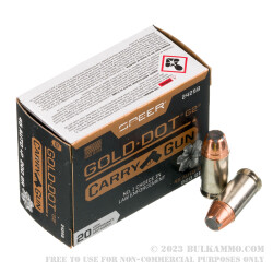 20 Rounds of .45 ACP +P Ammo by Speer Gold Dot G2 Carry Gun - 200gr JHP