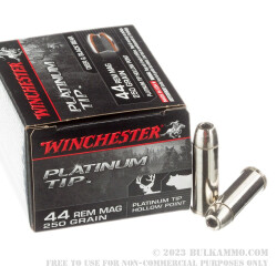 20 Rounds of .44 Mag Ammo by Winchester Platinum Tip - 250gr JHP