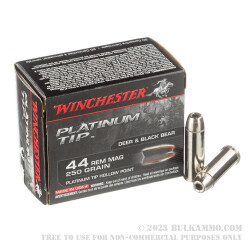 20 Rounds of .44 Mag Ammo by Winchester Platinum Tip - 250gr JHP