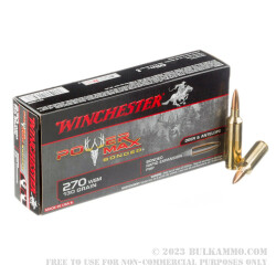 20 Rounds of .270 Win Short Mag Ammo by Winchester Power Max Bonded - 130gr HP