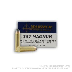 50 Rounds of .357 Mag Ammo by Magtech - 158gr SJSP