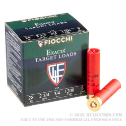 25 Rounds of 28ga Ammo by Fiocchi -  #8 shot