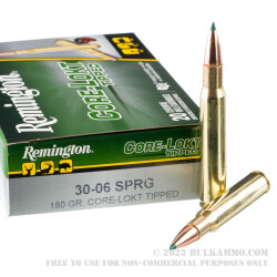 20 Rounds of 30-06 Springfield Ammo by Remington Core-Lokt Tipped - 180gr Polymer Tipped