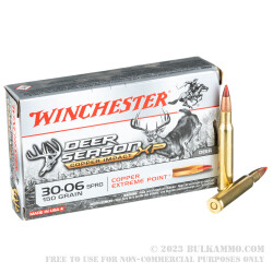 20 Rounds of 30-06 Springfield Ammo by Winchester Deer Season XP Copper Impact - 150gr Copper Extreme Point