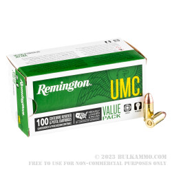 100 Rounds of 9mm Ammo by Remington - 115gr MC