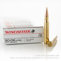 20 Rounds of 30-06 Springfield Ammo by Winchester - 147gr FMJ