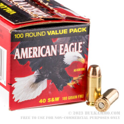 100 Rounds of .40 S&W Ammo by Federal - 180gr FMJ