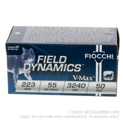 50 Rounds of .223 Ammo by Fiocchi - 55gr V-MAX